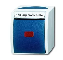 Universal Busch Jaeger Heizung Notschalter 2601/6 SKWNH-53 Grau/blaugrün Wippkontrollschalter Aufputz