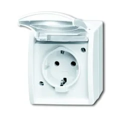 Universal Busch Jaeger Schuko Steckdose 20 EW-54 Alpinweiß Mit Klappdeckel Aufputz Ocean
