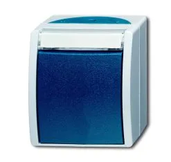 Universal Busch Jaeger Wippwechselschalter 2601/6 W-53 Grau/blaugrün Aufputz Ocean