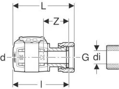 Geberit FlowFit Übergang 620640001 DN 12/15, Ø 16 Mm, G 3/4, 5,9 Cm, Mit Überwurfmutter -Werkzeug Verkaufsgeschäft Geberit FlowFit Uebergang 620640001 DN 12 15 o 16 mm G 3 4 59 cm mit Ueberwurfmutter 1