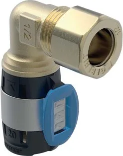Geberit FlowFit Übergangswinkel 620701001 DN 15/12, Ø 20/15 Mm, 5,7 Cm, 90Grad, Mit Klemmringverschraubung