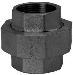 Schmidt, Hermann Hermann Schmidt Temperguss 330 Verschraubung 14330050 DN 50, 2", Flach Dichtend, IG/IG, Schwarz