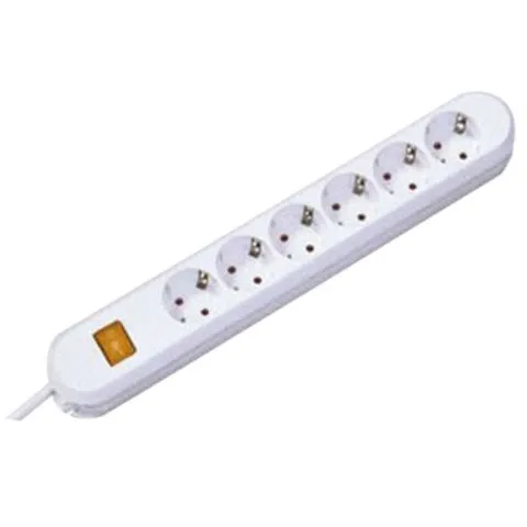 Universal Tischsteckdose 6-fach Mit Ein-/Ausschalter Weiss, Zuleitung 1,5m, Schutzart IP20 3 Universal Tischsteckdose 6-fach Mit Ein-/Ausschalter Weiss, Zuleitung 1,5m, Schutzart IP20