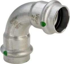 Viega Sanpress Inox Bogen 435677 35mm, Stahl Nichtrostend, 90Grad, SC-Contur